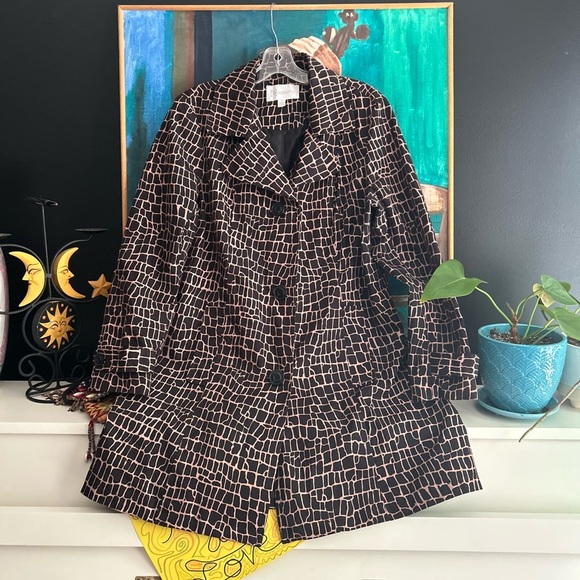 Y2K Relativity Black and Brown Trench Coat M - Picture 3 of 17